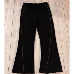 Oak + Fort Black Flare Pants Women Large Contrast Stitch Stretch Pull On
